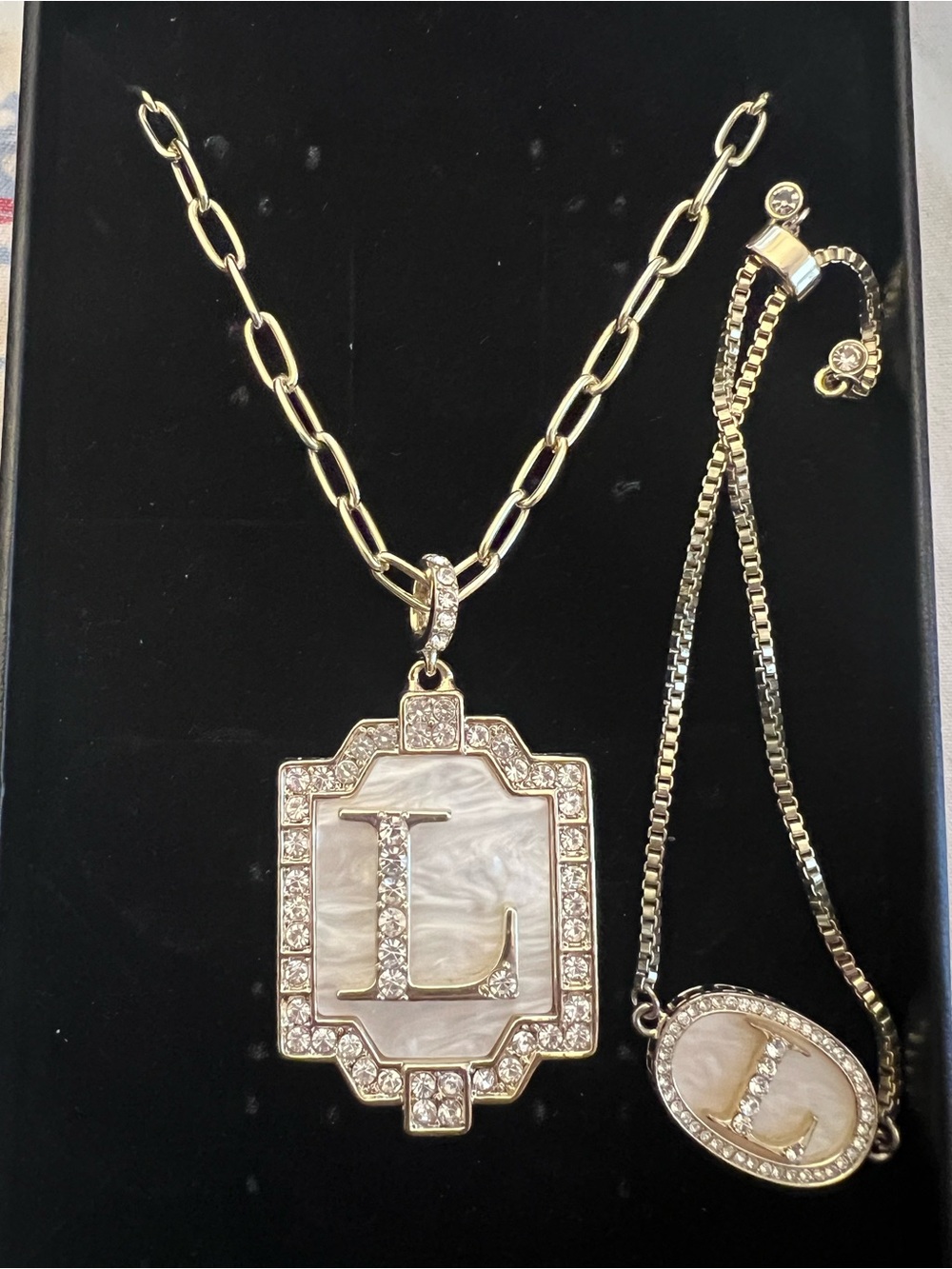 Heidi Daus Initial Offering “L” Necklace and Bracelet Set NIB